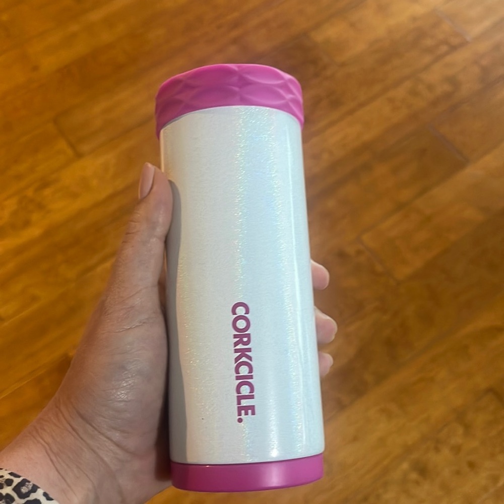Corkcicle metal tumbler pink & iridescent